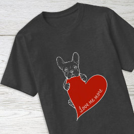 Camiseta Perro francés con corazón rojo - Bulldog francés