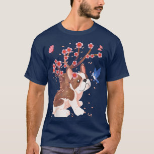 Camiseta Perro francés Flor de cerezo japonés flor de sakur
