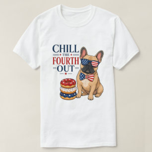 Camiseta Perro francés patriótico divertido relaja el cuatr