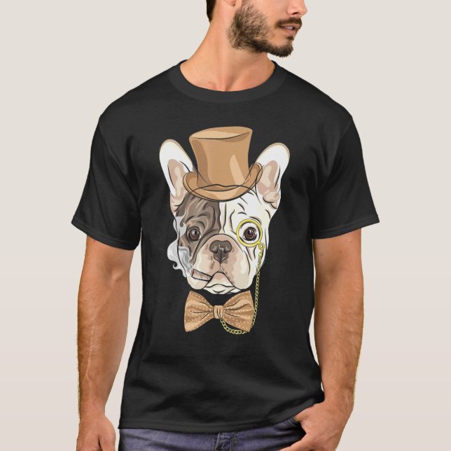 Camiseta Perro fumador perro Bulldog francés perro (Anverso)