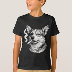 Camiseta Perro fumando cigarrillo divertido meme de corgi d