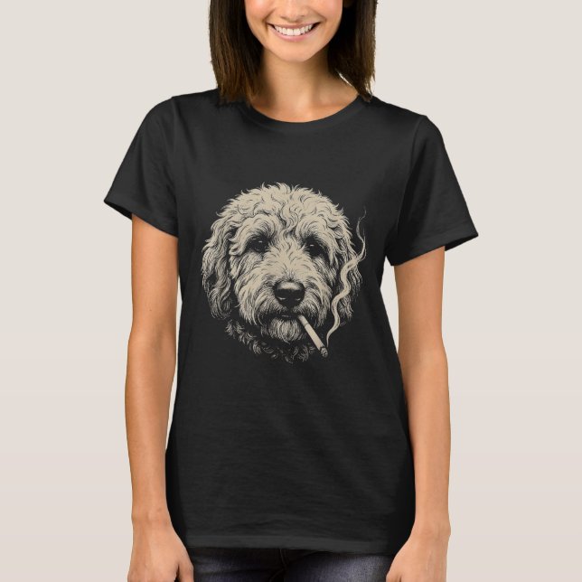 Camiseta Perro fumando cigarrillo divertido meme de Goldend (Anverso)