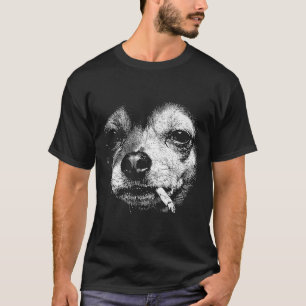 Camiseta Perro fumando cigarrillo divertido meme vintage de