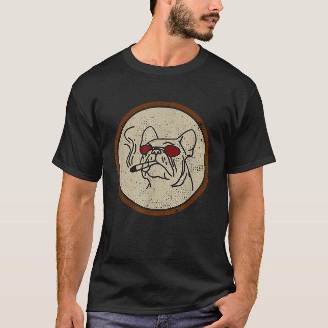 Camiseta Perro Fumar maleza retro Guay Funny (Anverso)