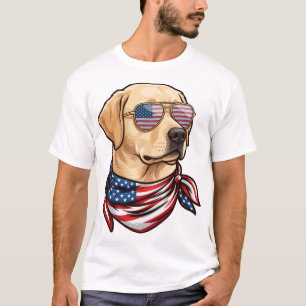 Camiseta Perro Gafas de sol Bandana Bandera de EE. UU.