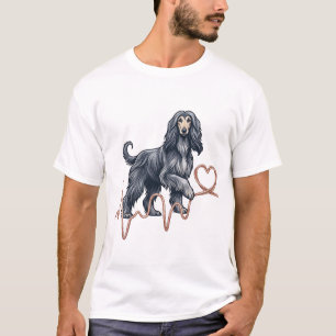 Camiseta Perro Galgo Afgano Línea De Latido Corazón
