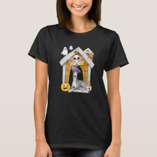 Camiseta Perro Galgo de Halloween Bruja Casa Embrujada