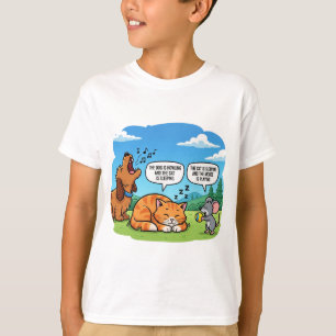 Camiseta Perro, gato y ratón divertidos de dibujos animados