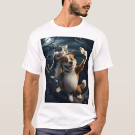 Camiseta Perro, gato y selfie.