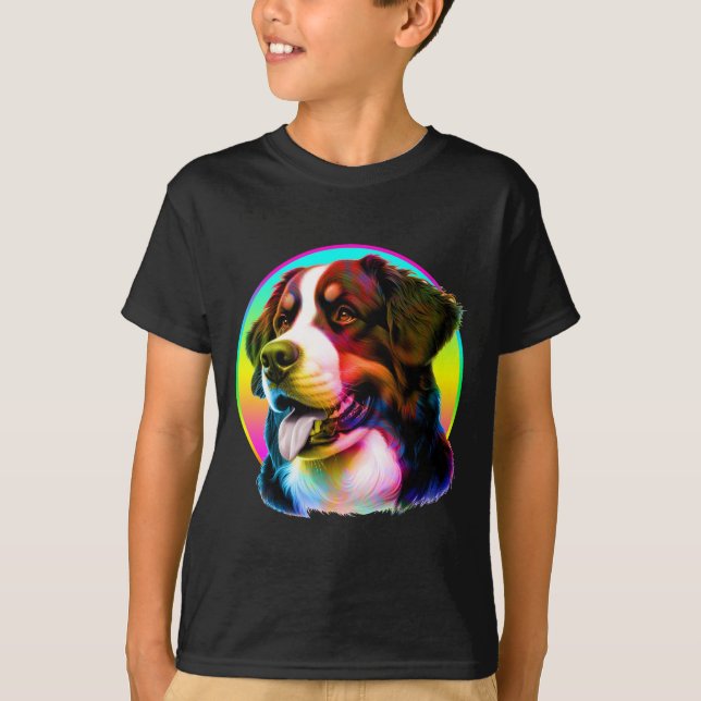 CAMISETA PERRO GENIAL ARCOÍRIS COLORIDO (Anverso)