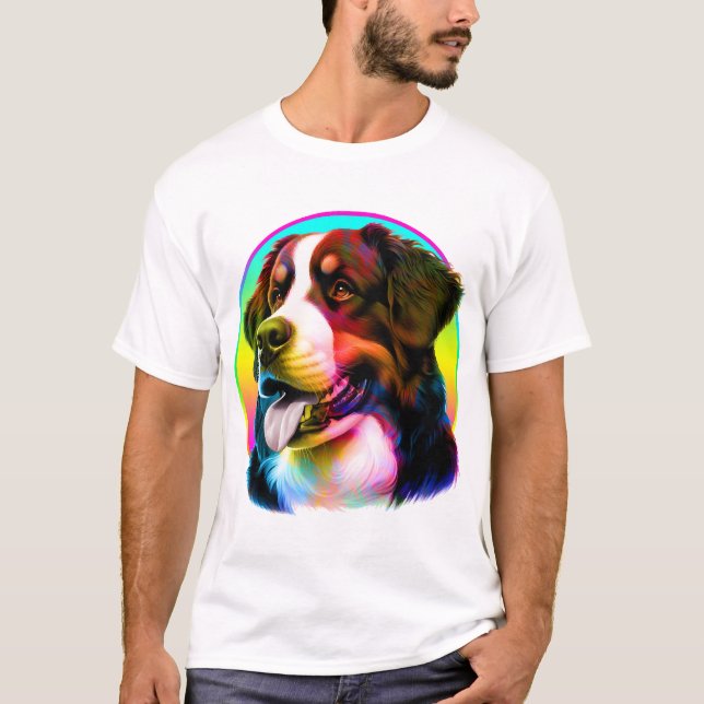 CAMISETA PERRO GENIAL ARCOIRIS COLORIDO (Anverso)
