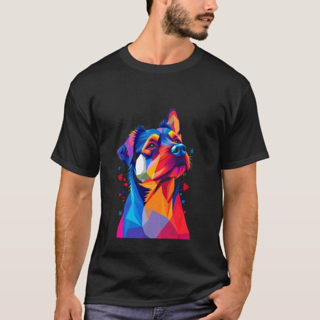 Camiseta Perro geométrico vibrante (Anverso)