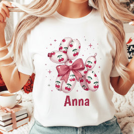 Camiseta Perro Globo Cereza Coqueta Estética Mujer