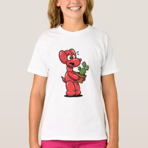 Camiseta Perro Globo Nervioso Niños Cactus Rojo