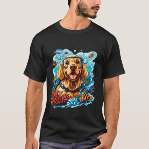 Camiseta Perro Golden Retriever Buceo Arrecife de Coral Col