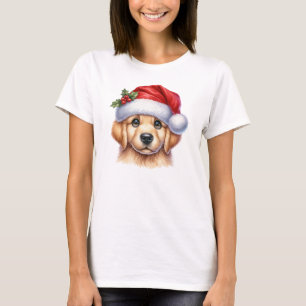 Camiseta Perro Golden Retriever con Santa Claus Style-82535