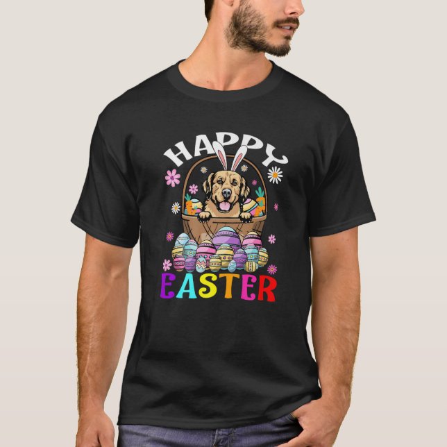Camiseta Perro Golden Retriever Happy Easter Bunny Eggys (Anverso)