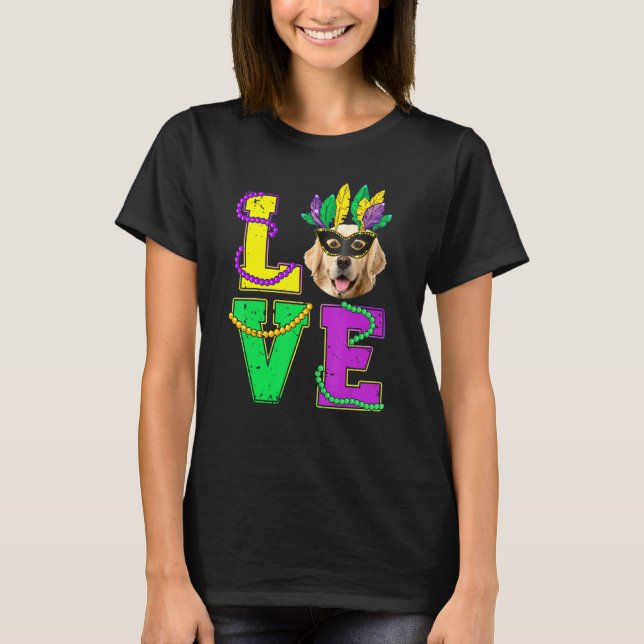 Camiseta Perro Golden Retriever I Love Puppy Mardi Gras Men (Anverso)