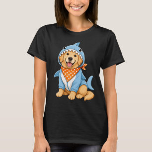 Camiseta Perro golden retriever lindo con disfraz de tiburó