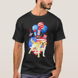 Camiseta Perro Golden Retriever Merica 4 de Julio Bandera A