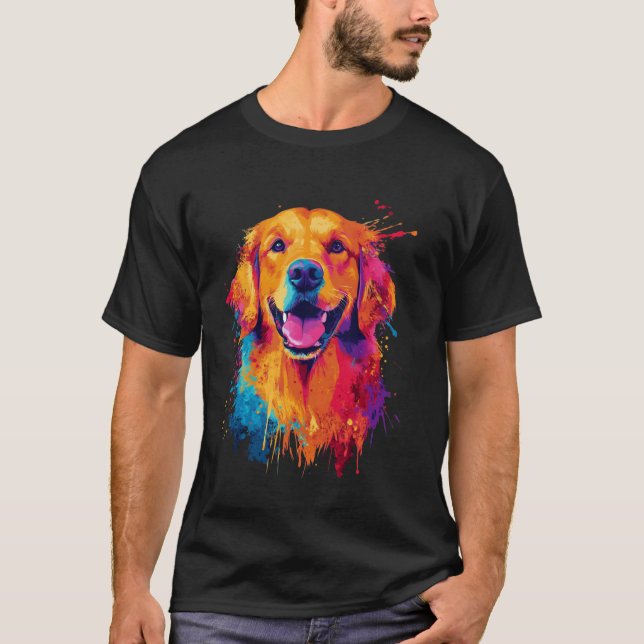 Camiseta Perro Golden Retriever Pop Art (Anverso)