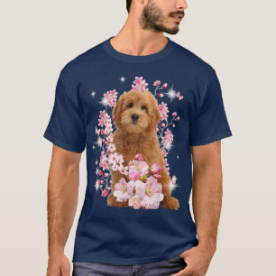 Camiseta Perro Goldendoodle Flor de cerezo japonesa Sakura 