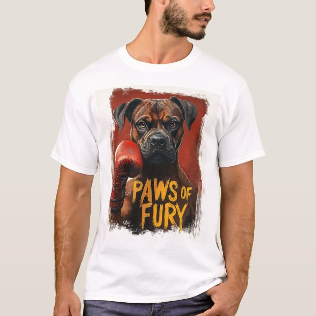 Camiseta Perro gracioso de Boxer - Manos de diseño de furia (Anverso)