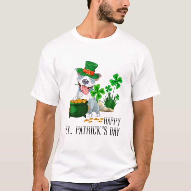Camiseta Perro gracioso feliz Día de San Patricio (Anverso)