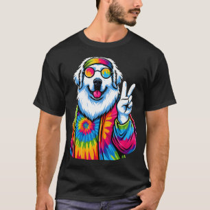 Camiseta Perro Gran Pirineo con teñido de nudo de signo de