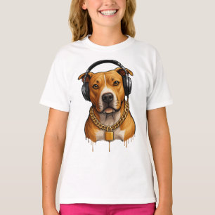 Camiseta Perro Guay con audífonos y cadena de oro - Urban S