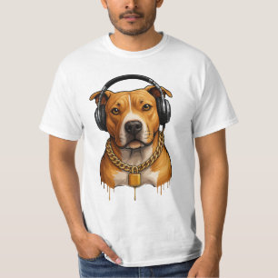 Camiseta Perro Guay con audífonos y cadena de oro - Urban S