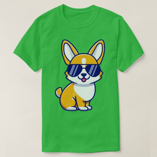 Camiseta Perro Guay Corgi Con Anteojos (Diseño del anverso)