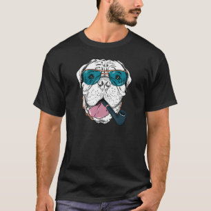Camiseta Perro Guay Hipster Bullmastiff Perro con gafas de 