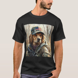 Camiseta Perro Guay MAGA con arma y cachorro de camuflaje