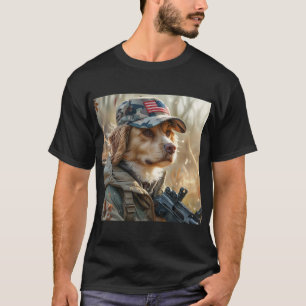 Camiseta Perro Guay MAGA con arma y cachorro de camuflaje