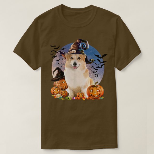 Camiseta Perro Halloween Corgi Jack O Lantern Pumpkin Moon (Diseño del anverso)