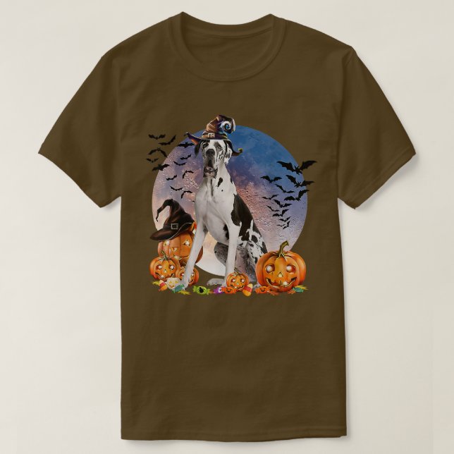 Camiseta Perro Halloween Gran dane Jack O Lantern Pumpkin M (Diseño del anverso)