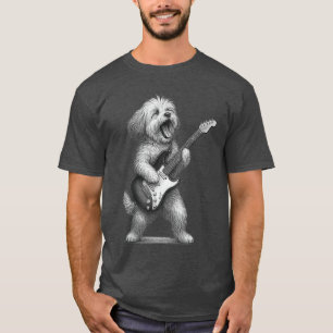 Camiseta Perro Havanés tocando música rock con guitarra Ama