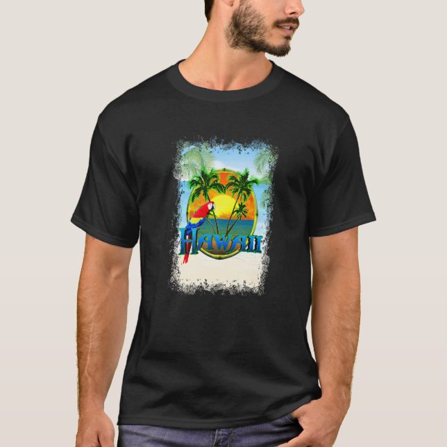 Camiseta Perro Hawaii Sunset Beach Palm Tree (Anverso)