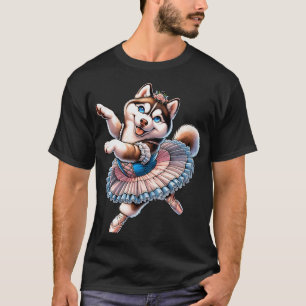 Camiseta Perro Husky Bailarina Bailando para Hombres Mujere