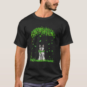 Camiseta Perro Husky Divertido Trébol de Shamrock Verde Irl
