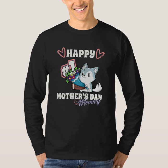 Camiseta Perro Husky Feliz Día de la Primera Madre Mami Mat (Anverso)
