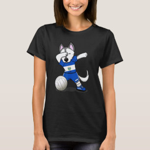 Camiseta Perro Husky haciendo Dabbing Fanáticos del Voleibo