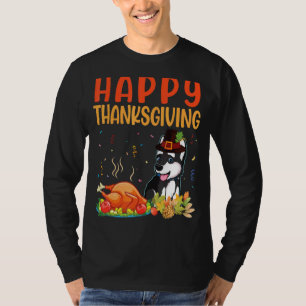 Camiseta Perro Husky Mirar El Plato De Carne De Turquía Fel