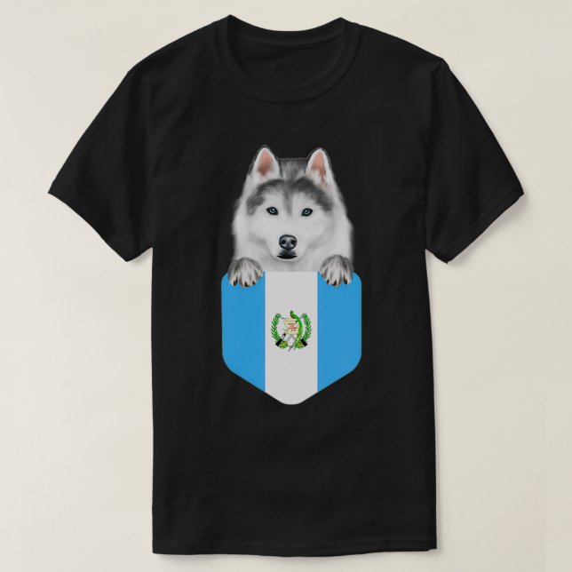 Camiseta Perro Husky Siberiano Bandera De Guatemala En El B (Diseño del anverso)
