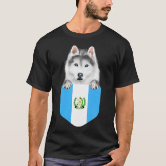 Camiseta Perro Husky Siberiano Bandera De Guatemala En El B