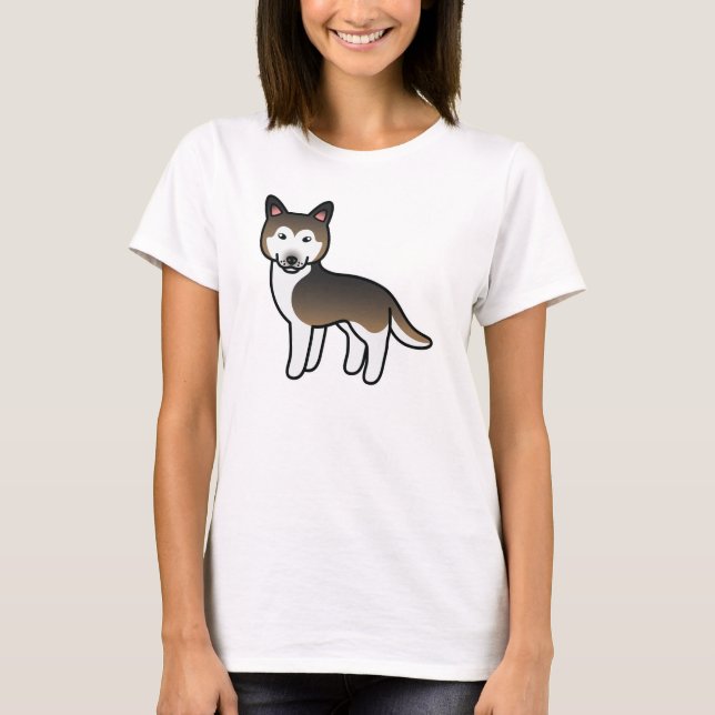 Camiseta Perro Husky Siberiano Cartoon Sable (Anverso)