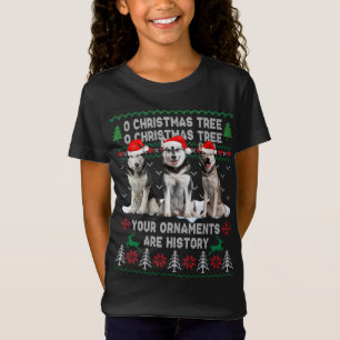 Camiseta Perro Husky Siberiano Cuerdo Árbol De Navidad Ugly