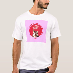 Camiseta Perro Husky Siberiano Cute Deseando Feliz Cumpleañ