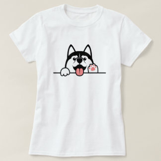 Camiseta Perro husky siberiano, Cute se pudre sobre la pare
